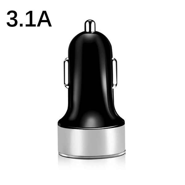 Cargador de coche USB Dual 3.1A 5V con pantalla LED cargador de coche Universal para Xiaomi Samsung S8 iPhone X 8 Plus Tablet: 3.1A-Silver