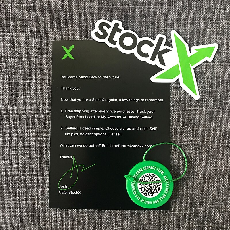 5 Sets/lot In Stock X Green Circular Tag Rcode Sticker Flyer Card Authentic StockX Plastic Buckle for Shoes Accessories: Default Title