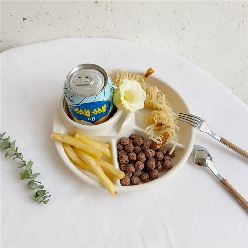 W&amp;G Snack bar divided plat Students Breakfast Divided Plate Snack Snack Drink Plate BBQ Barbecue Divided Food Plate