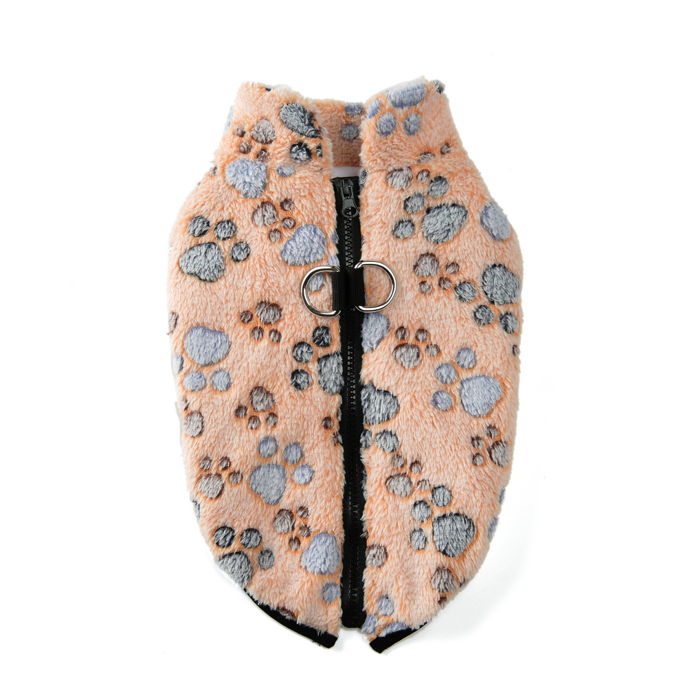 Fleece hondenkleding Winter warm puppyjack voor kleine honden Katten Truijas met ritssluiting D-ring Leuke print Chihuahua huisdieroutfits: XL / Bruin