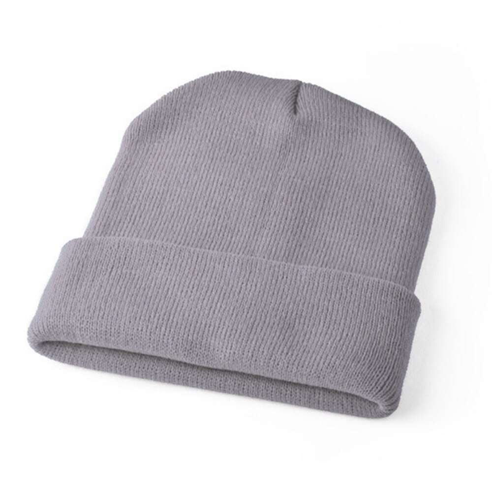 Unisex mössa hattar snygg stickad mössa för vinter dagligen bär varm, mjuk stretchyknit mössa: Ljusgrå