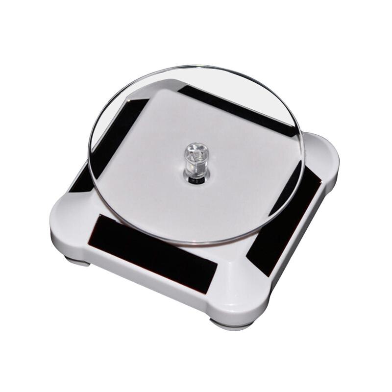 Akryl telefon display stander solenergi elektrisk roterende display stand bakke smykker tilbehør prop stand intet batteri inkluderet: Hvidt display stativ