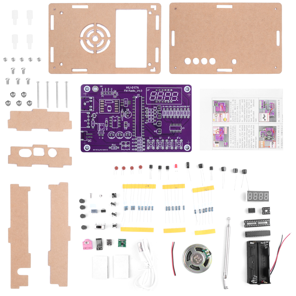 DIY Kits 87-108 MHz HU-017A/HU-017B RDA5807S Radio Kit FM DIY Elektronische Teile Lernset für elektronische Komponenten Zubehör: Black
