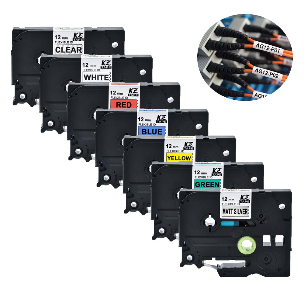 6/9/12/18mm Ribbon Labeling Tapes TZE Compatible Tze-FX231 tze-fx241 fx251 Flexible Cable Label Tape for Brother P Touch Printer