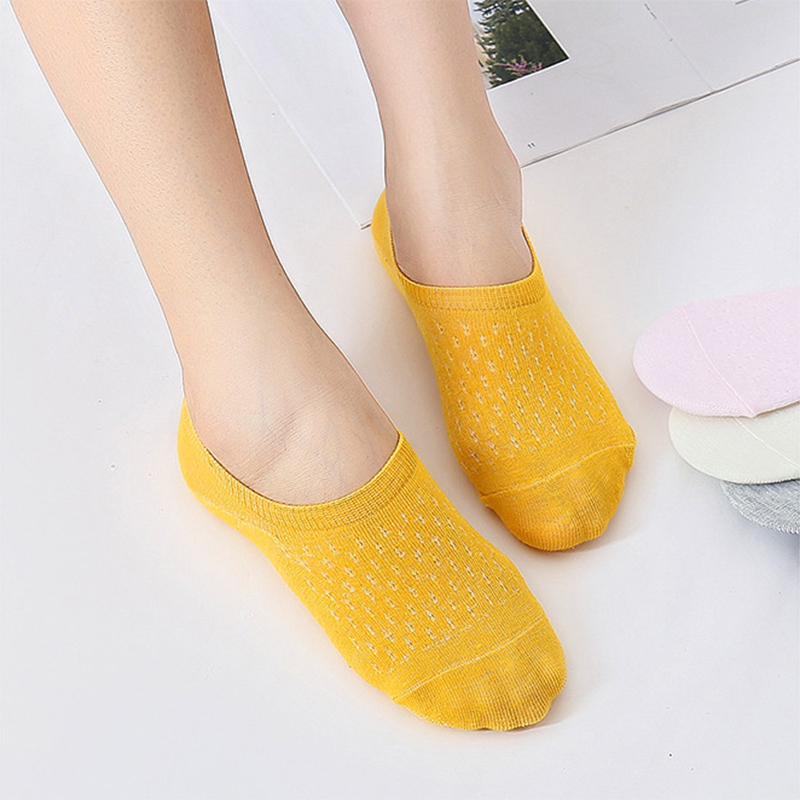 10 Pieces 5 Pairs Women Sock Slippers Set Solid Color Invisible Boat Socks Breathable Non-slip Silicone No Show Short Ankle Sock