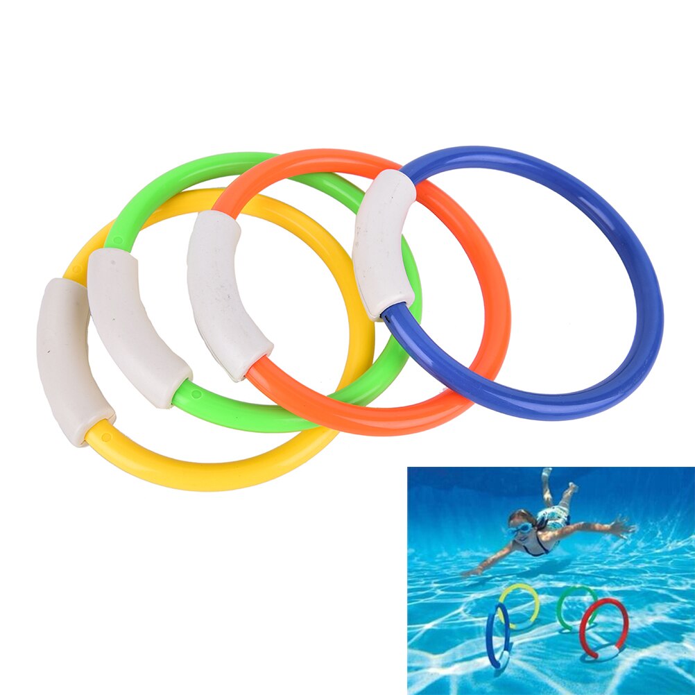 4Pcs Duik Ringen Zwembad Duiken Game Zomer Kid Onderwater Duiken Ring Sport Duiken Boeien Vier Geladen Gooien Speelgoed