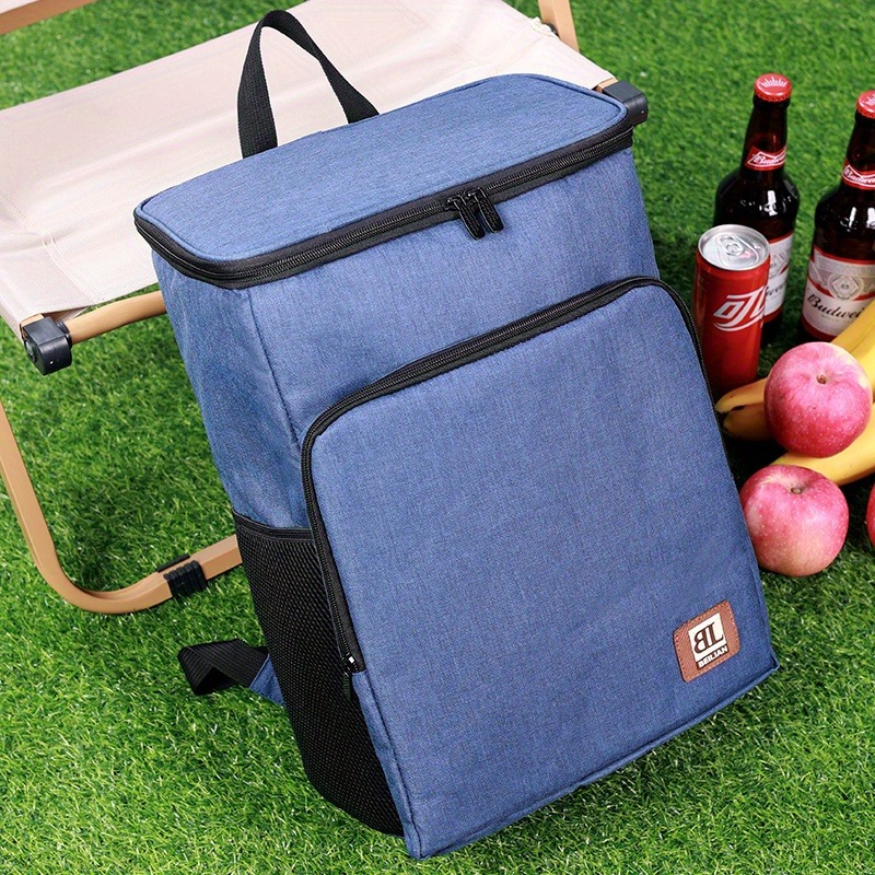 1 pièce, grand sac isotherme pour sac à dos à déjeuner isolé-refroidisseur de bière de voyage rectangulaire en tissu Oxford imperméable avec doublure PEVA: Bleu