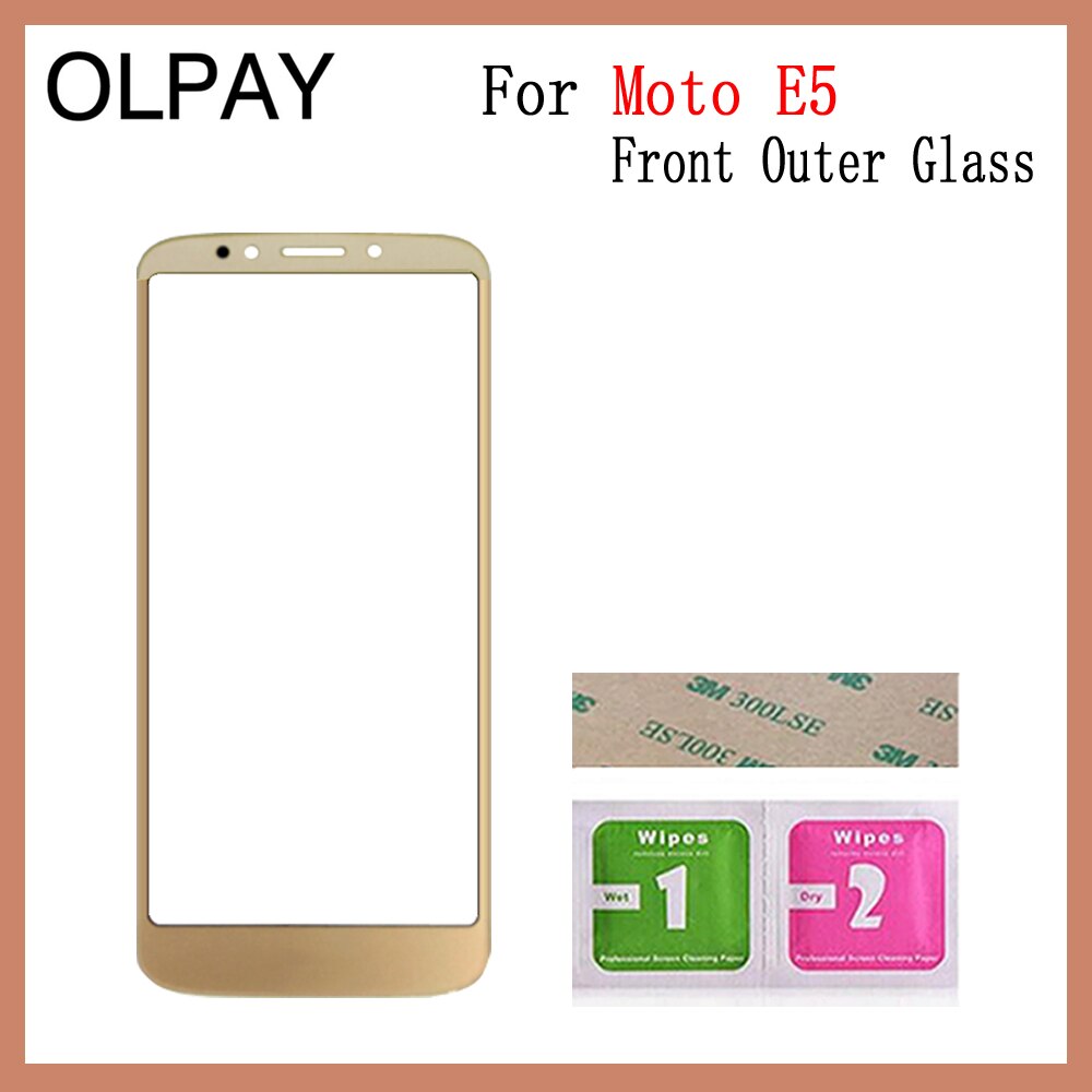 För motorola moto  e5 xt1944/ moto  e5 plus  xt1924 moto främre yttre glasskyddspanel ersätt inte lcd -pekskärmslins: E5 guld inga verktyg