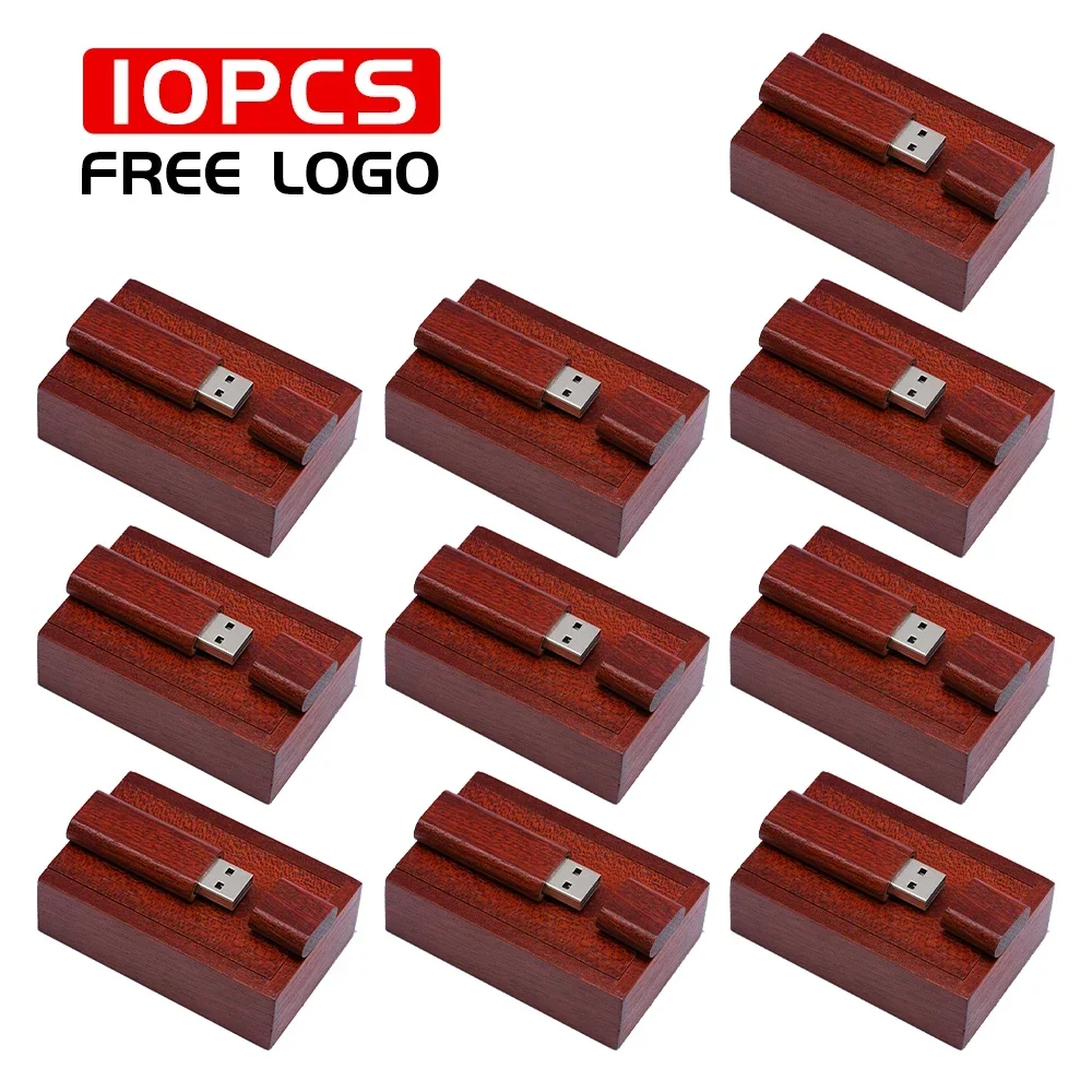10 TEILE/LOS USB 2.0 Flash Laufwerke 128 GB Holz Pen stick 16 GB 32 GB mit Box Memory stick 16 GB Hochzeitsgeschenk U disk Kostenloses individuelles logo: Rosa / 32GB