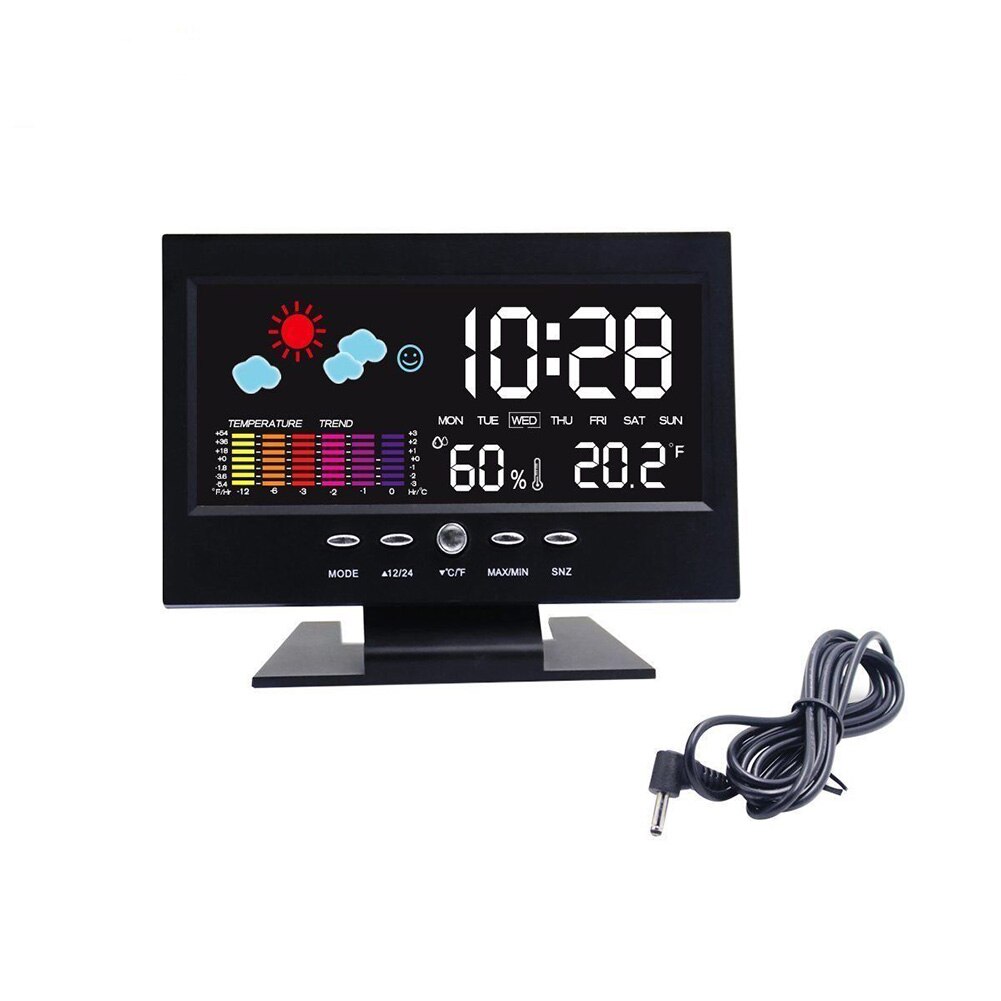 Digital lydsensor lyser op ur med lcd og display kalender temperatur alarm ye