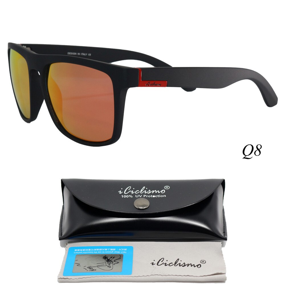 Quisviker polariserede solbriller mænd campingfiskebriller  uv400 beskyttelse cykelbriller  tr90 ramme sportsvandring briller: Q8
