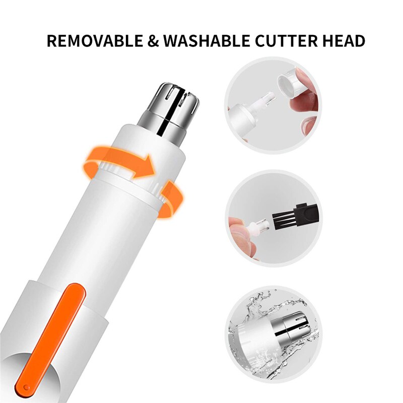 Depilador de nariz elétrico, aparador de pelos do nariz, portátil, indolor, lâminas de duas bordas, usb, 10sec, carregamento rápido, baixo ruído unissex