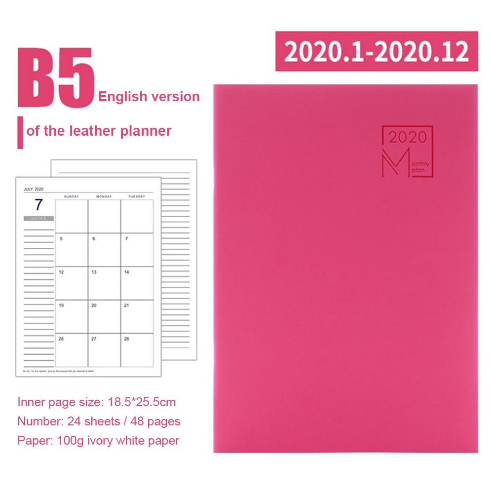 Daily Planner 24 Sheets Time Memo Notebook Organizer Agenda Planning Diary Leather Notebook School Office Stationary: Rose Red