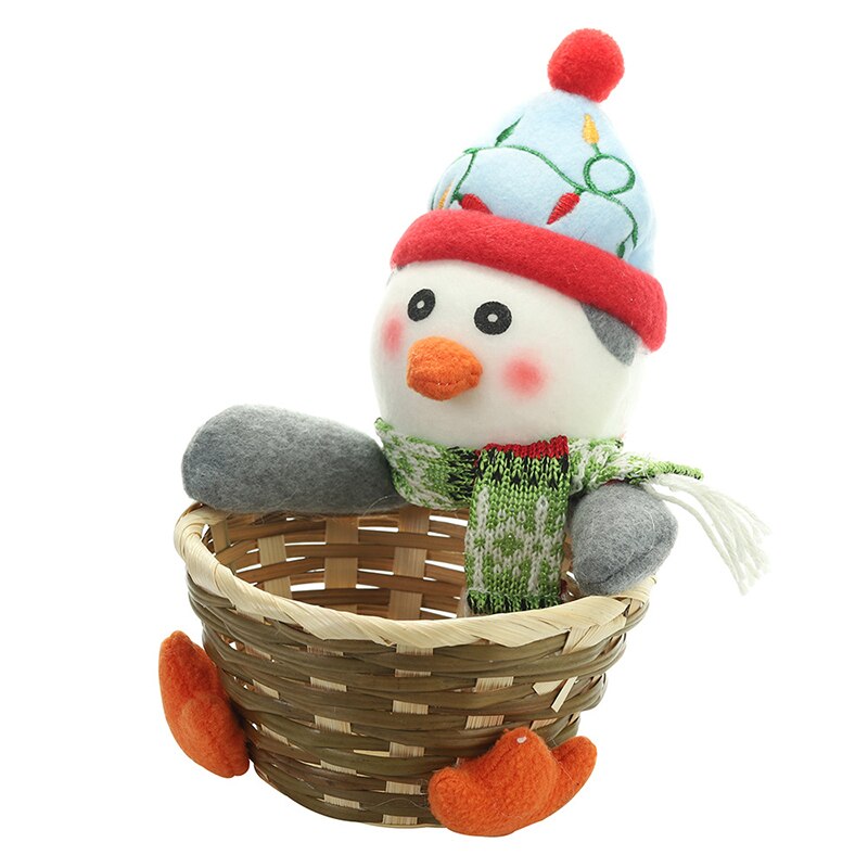 Christmas Candy Holder Basket with Plush Doll Festival Rattan Party Snack Fruit Storage Container Home Ornament MAZI888: Penguin