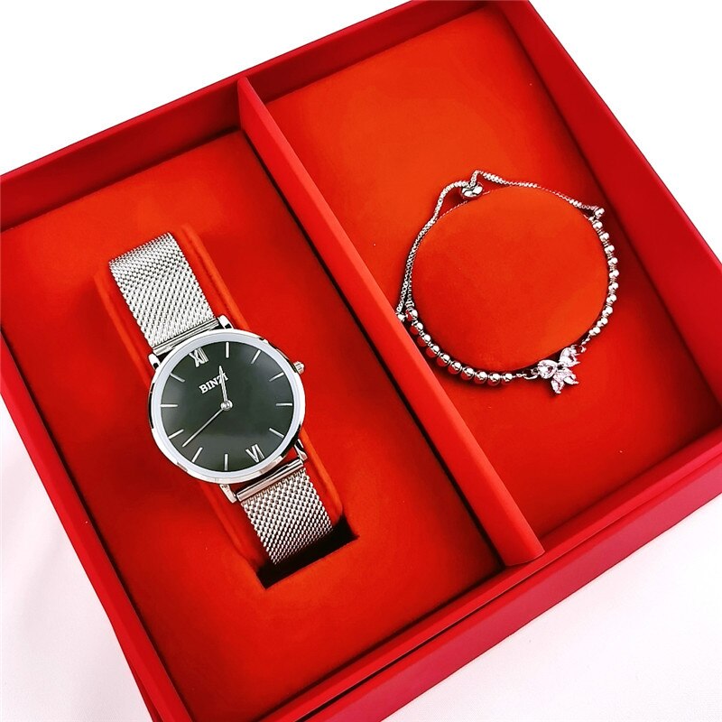 Eenvoudige Zilveren Stalen Horloge Met Armband Set Dame Waterdichte Diamant Bezette Dial Lady Quartz Horloge Relogio Feminino