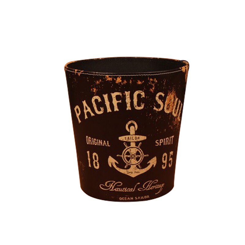 Cubo de basura de cuero PU de 27cm, papelera Retro creativa de papel para oficina, papelera Vintage sin tapa, 8 patrones: 1895