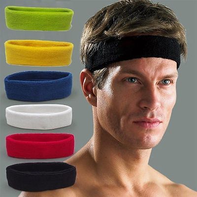 Kvinna män pannband sport svett svettband pannband yoga gym sport stretch enfärgad mjukt pannband hårband starkt vattenabsorberande