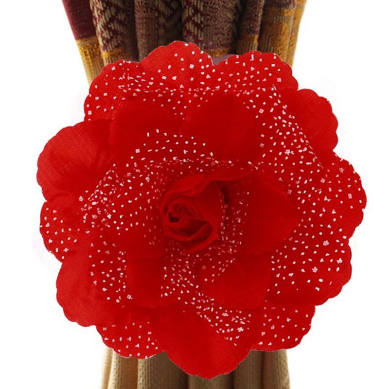 1pc pioenroos bloem gordijn clip-on stropdas band touw huisdecoratie gordijnen achterkant houder stropdas houder clip doek bloem