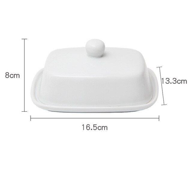 Butter Box Cheese Store Sealed Box Home Ceramics With Cover Food Tray Butter Retainer Kitchen Tool Tray Container Organizer Case: white