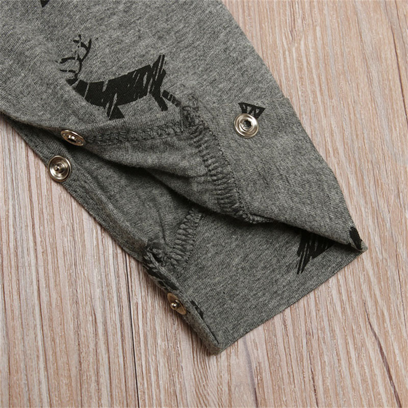 Focusnorm Infant Baby Boy 0-3T Cotton Hooded Reindeer Long Sleeve Romper Jumpsuit Clothes Outfit