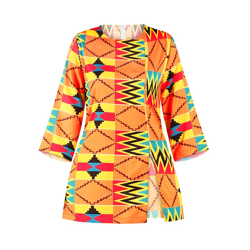 Ropas de Mujeres Africanas Bazin Riche Dashiki T Shirt ropa de Impresión tradicional Vestido de estilo africano Ankara blusas blusa Tee: Color 2 / XL