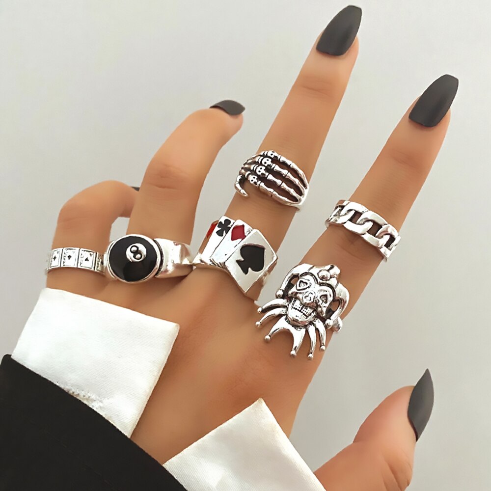 FNIO Retro Spider Snake Skeleton Ring Japanese Style Men&#39;s Halloween Ring Hip Hop Rock Jewelry