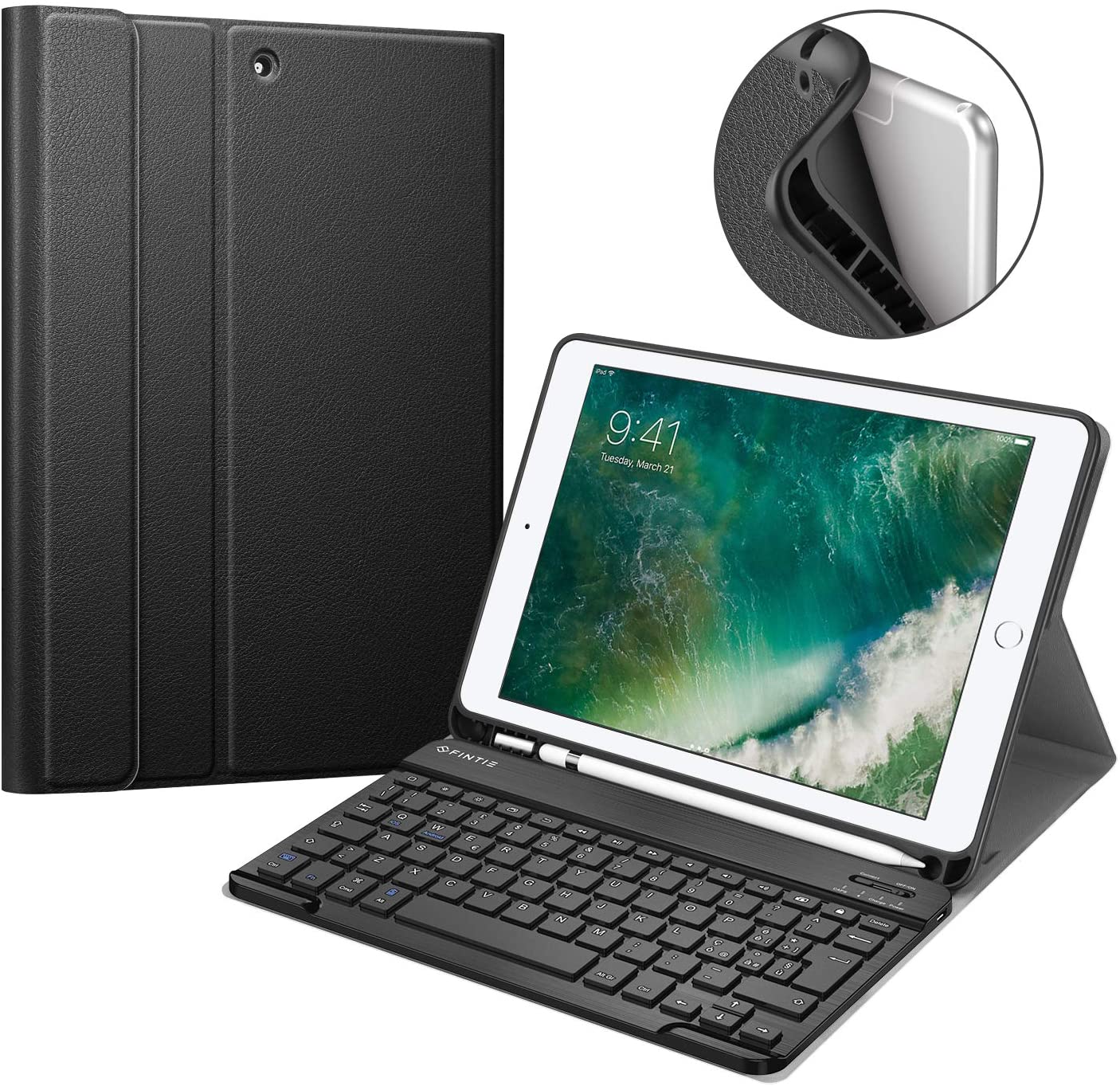 Voor Ipad Keyboard Case 9.7 Inch Case Met Potlood Houder Draadloze Bluetooth Toetsenbord Case Voor Ipad 6th 5th Air 1 2 Funda Capa