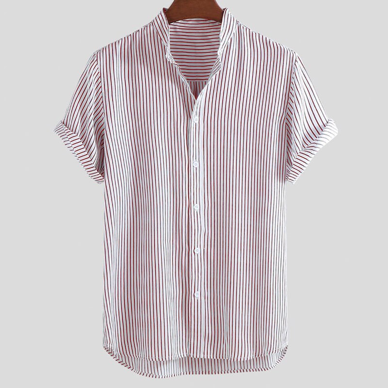 sommer Plus størrelse skjorter herre 5xl 6xl 7xl byste 135cm løse stripete herreskjorter korte ermer 3 farger