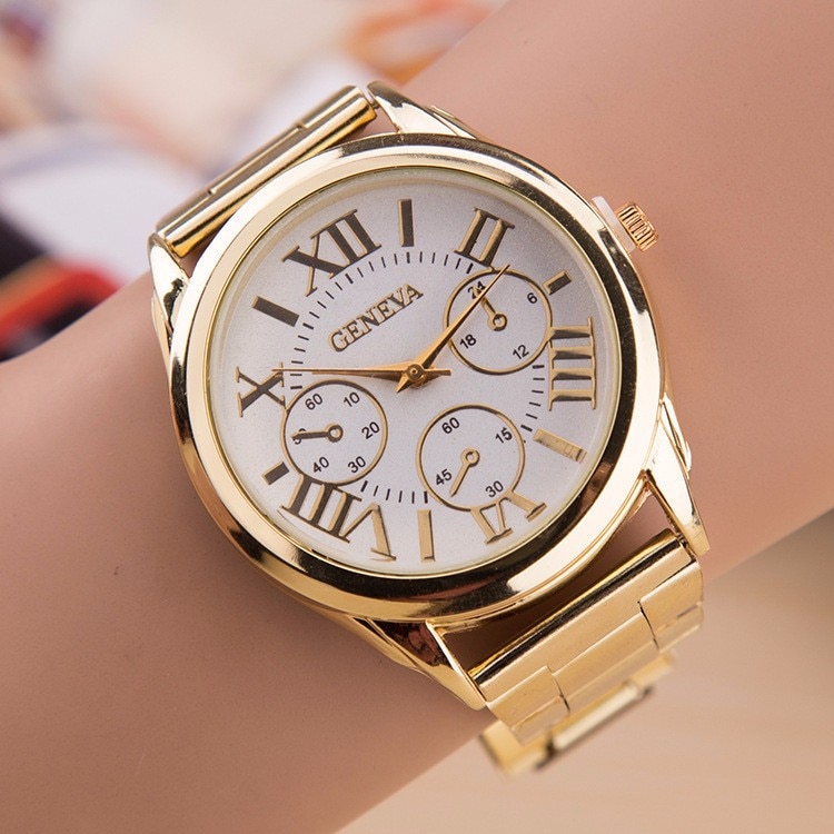 Relogio Feminino Quartz Horloges Mode Goud Genève Vrouwen Horloges Casual Rvs Jurk Vrouwen Horloges
