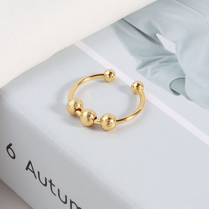 Cdjaime 2022 Draaibaar Anti Stress Angst Ring Windmolen Shape Golden Verstelbare Ringen Voor Vrouwen Mode-sieraden: Ball Silver