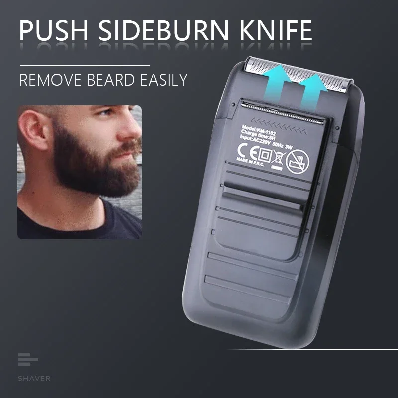Kemei KM-1102 Wiederaufladbarer Akku-Rasierer für Männer, Zwilling-Klinge-Rasierer mit hin- und hergehendem Bart, Gesichtspflege, multifunktionaler stärker Trimmer