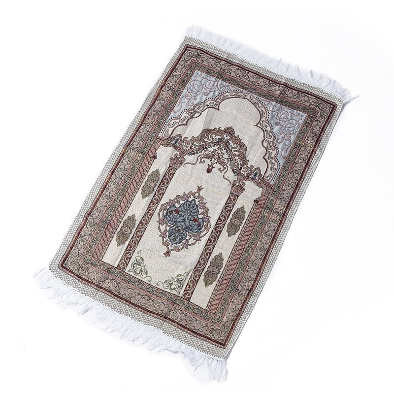 Islamic Thin Portable Muslim Prayer Mat Cotton Woven Carpet Blanket with Fringe Tassel Mosque Pattern Turkish Kneeling Rug Decor: 4