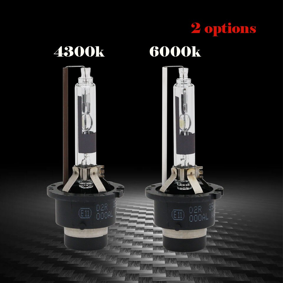 2 uds 35W D2R bombilla de Xenón HID lámpara de cristal de cuarzo UV libre D2R 4300K 6000K reemplazo Original bombilla de faro delantero de coche 3200-3600LM Emark