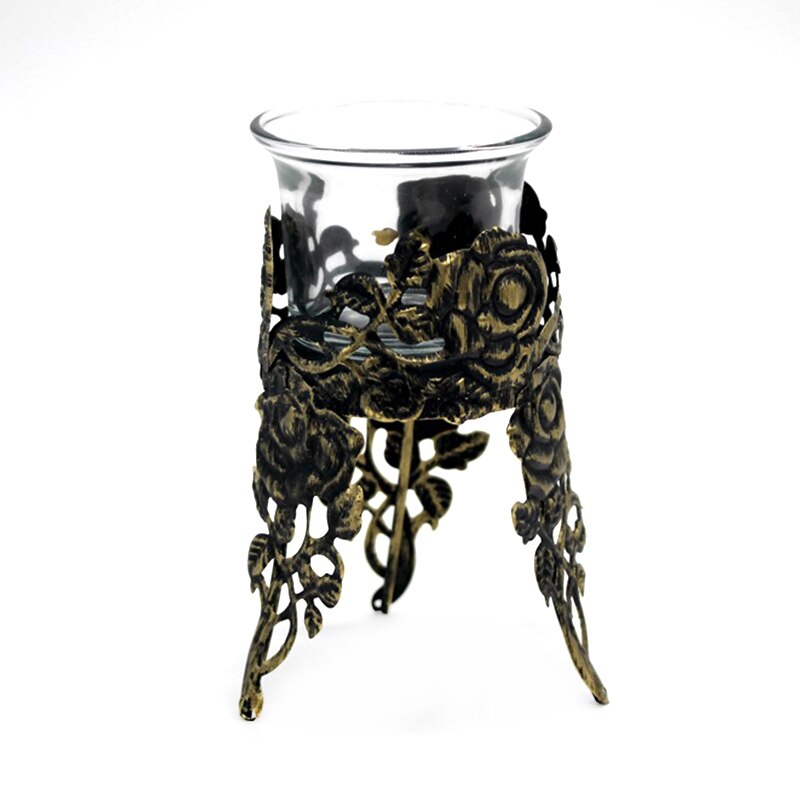 Portavelas con forma de taza, soporte de candelabro Vintage hueco para decoración del hogar, boda, adorno de mesa, Candelabros: A2