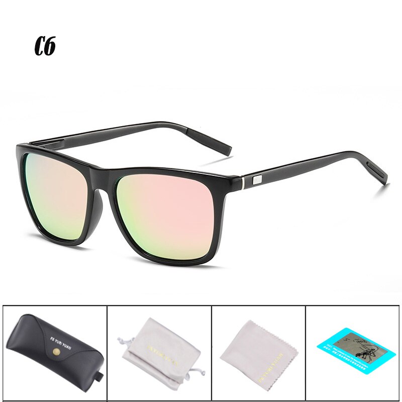 Gafas de sol polarizadas de aluminio y magnesio para hombre, lentes de sol masculinas para pescar, hacer senderismo, acampar, deportes, conducir, 387: C6