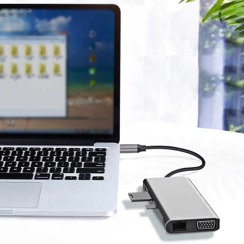 HOT-9 in 1 Usb C Hub tipo C a USB 3.0 4K HDMI VGA 100W PD Dock Splitter per Laptop Pro iPad Pro