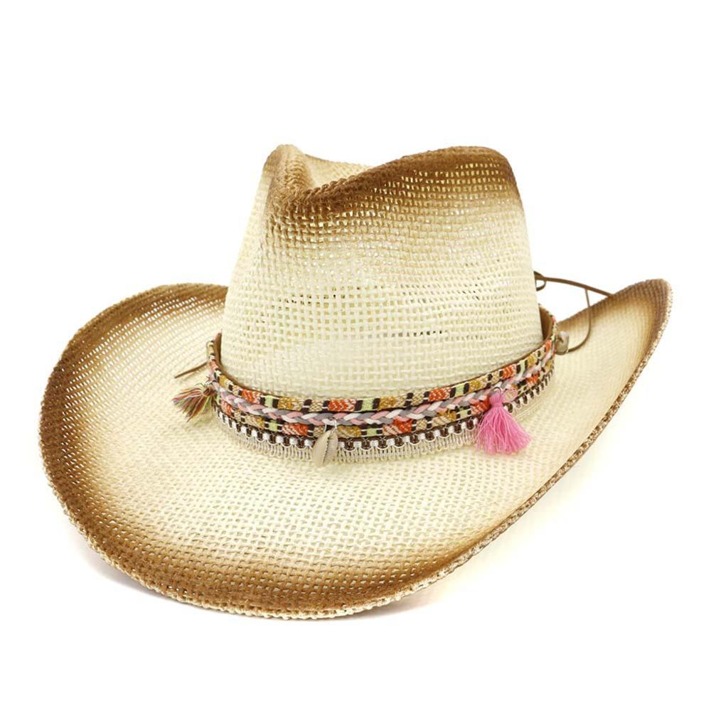 ! Beige Coffee Khaki White Straw Cowboy HAT Outback Western Mens Womens Cowboy Old West Hat #4J12