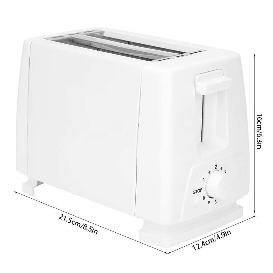 Toaster Oven 750W Electric Toaster 6 Gears 2 Slice Automatic Bread Baking Maker Machine EU Plug 220 to 240V White