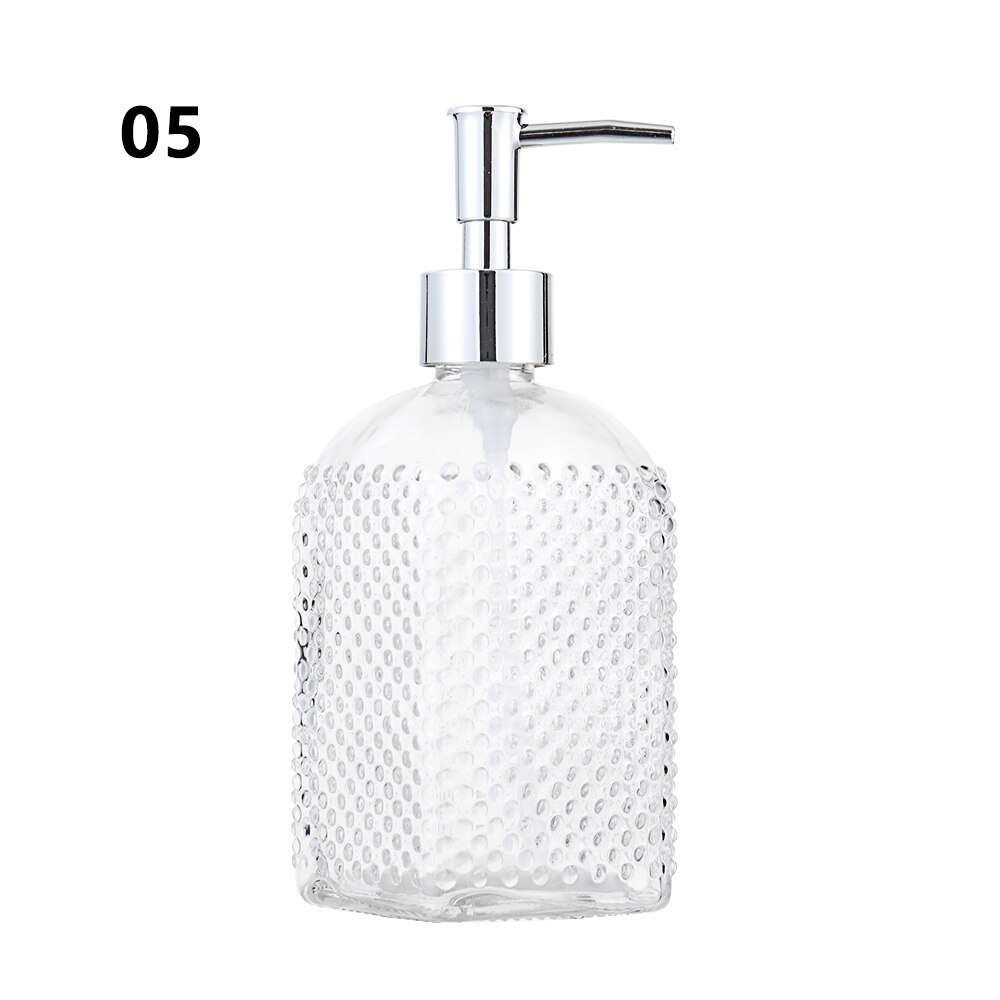450ml glas vintage manuelt tryk flydende sæbedispenser badeværelse vask tilbehør stor kapacitet skridsikker hvid sølvfarve: 5