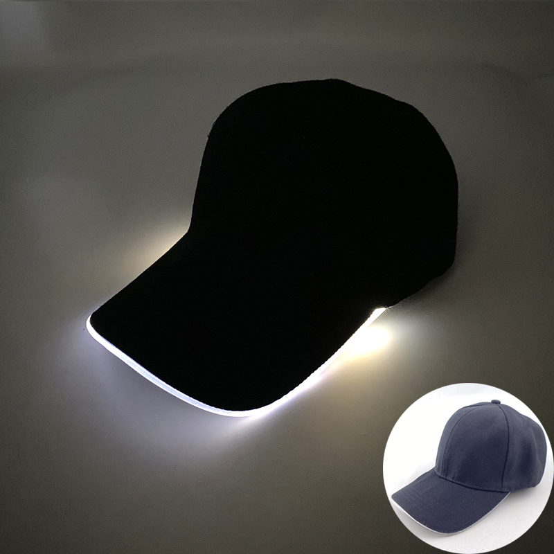 Sombrero de béisbol brillante con luz LED, gorra luminosa de Hip Hop para Rap, DJ, baile, club nocturno, Bar, accesorios de , suministros de sombrero de hip hop de neón: Gris claro