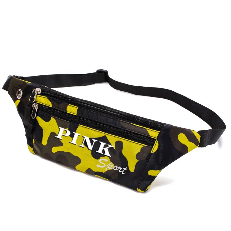 Roze Tas Vrouwen Camouflage Sport Tas Running Waterdichte Heuptas Outdoor Sport Leisure Messenger Heuptas Met Oortelefoon Gat: YELLOW