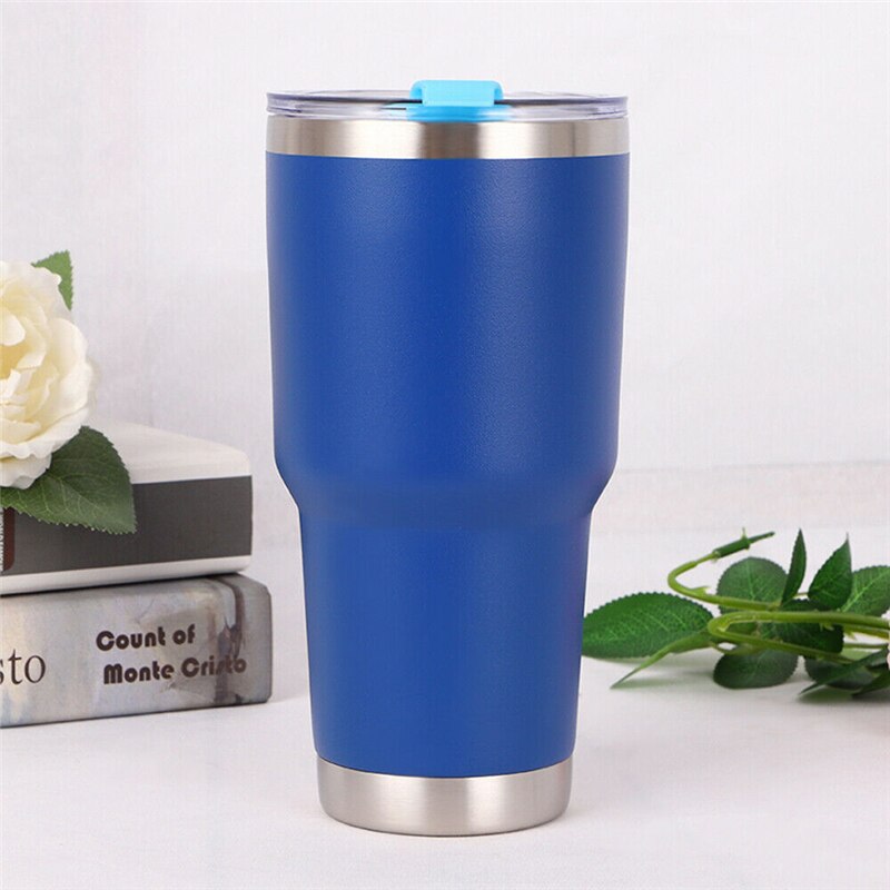 Double Wall Insulation Stainless Steel Tumbler Vacuum Travel Mug Coffee 30oZ Tumbler Insulated Stainless Steel Thermal Drink Cup: Dark Blue