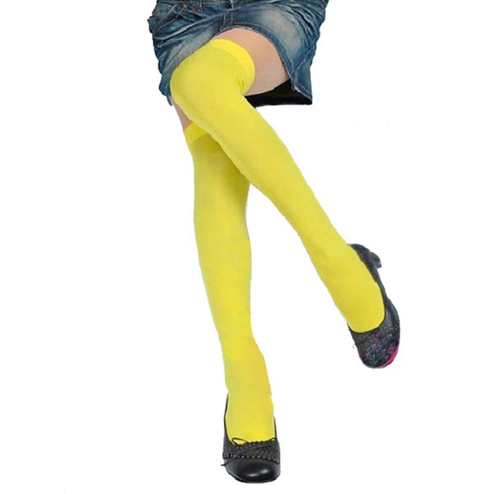 Women Sexy Thigh High Stockings Warm Funny Compression Stocking White Over Knee Socks Velvet Collant: Yellow