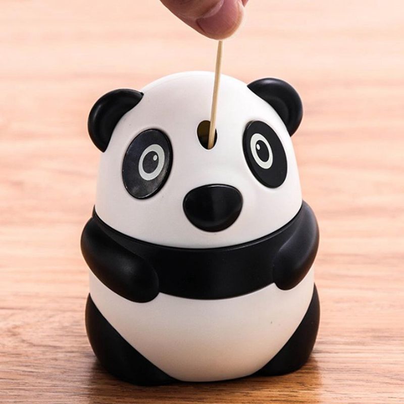 Automatische Tandenstoker Cartoon Panda Doos Mode Persoonlijkheid Leuke Feature Leuke Panda Tandenstoker Houder Leuke Containers