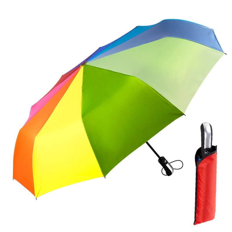 Rainbow Women Automatic Umbrellas Large Rain Umbrellas Anti-uv Sun Protection Portable Wind Resistant Folding Umbrella Parasol: Default Title