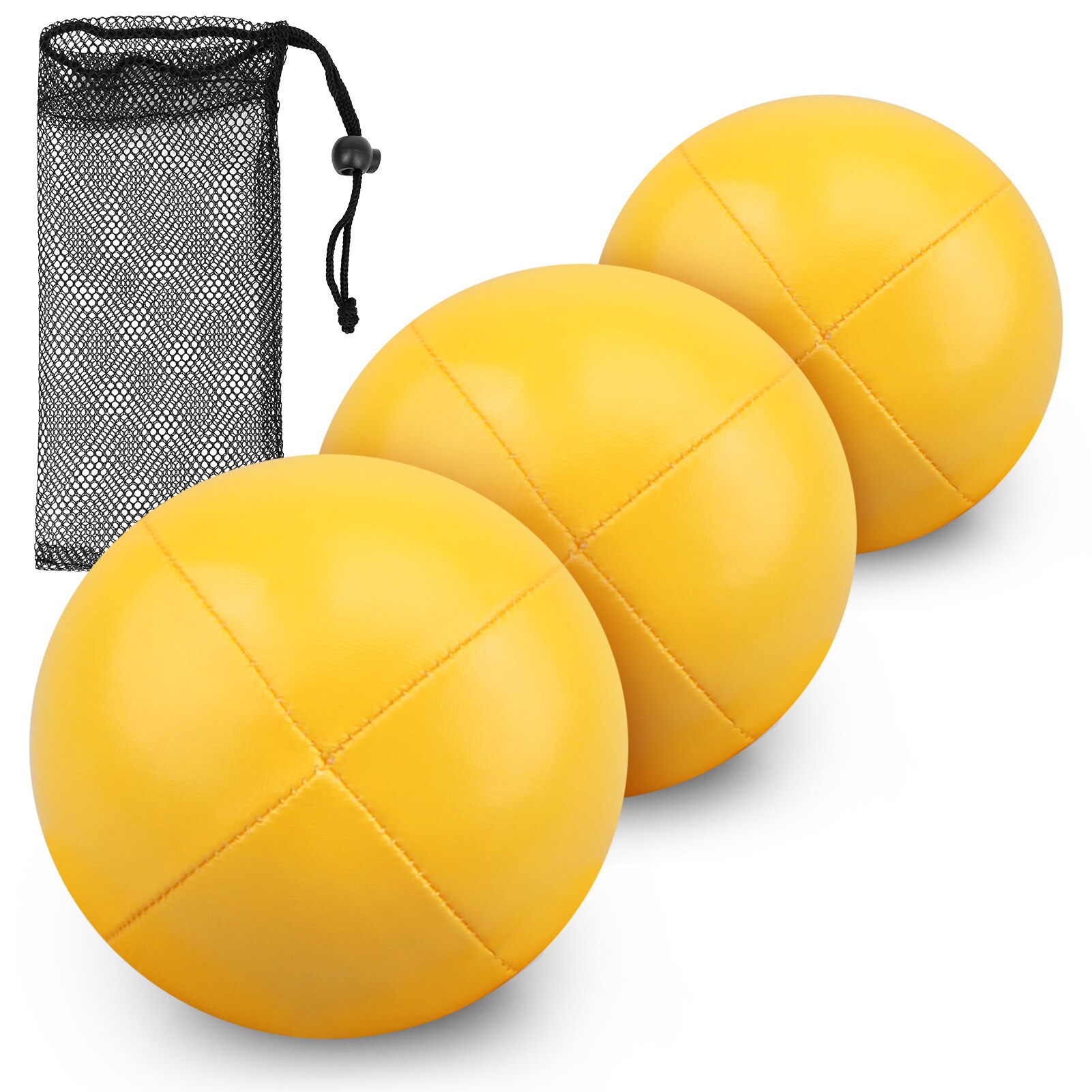 3pcs Set Juggling Balls 65mm PU Stuffed Balls Juggling Set for Kids Beginners Home Office Fitness Equipment: Yellow