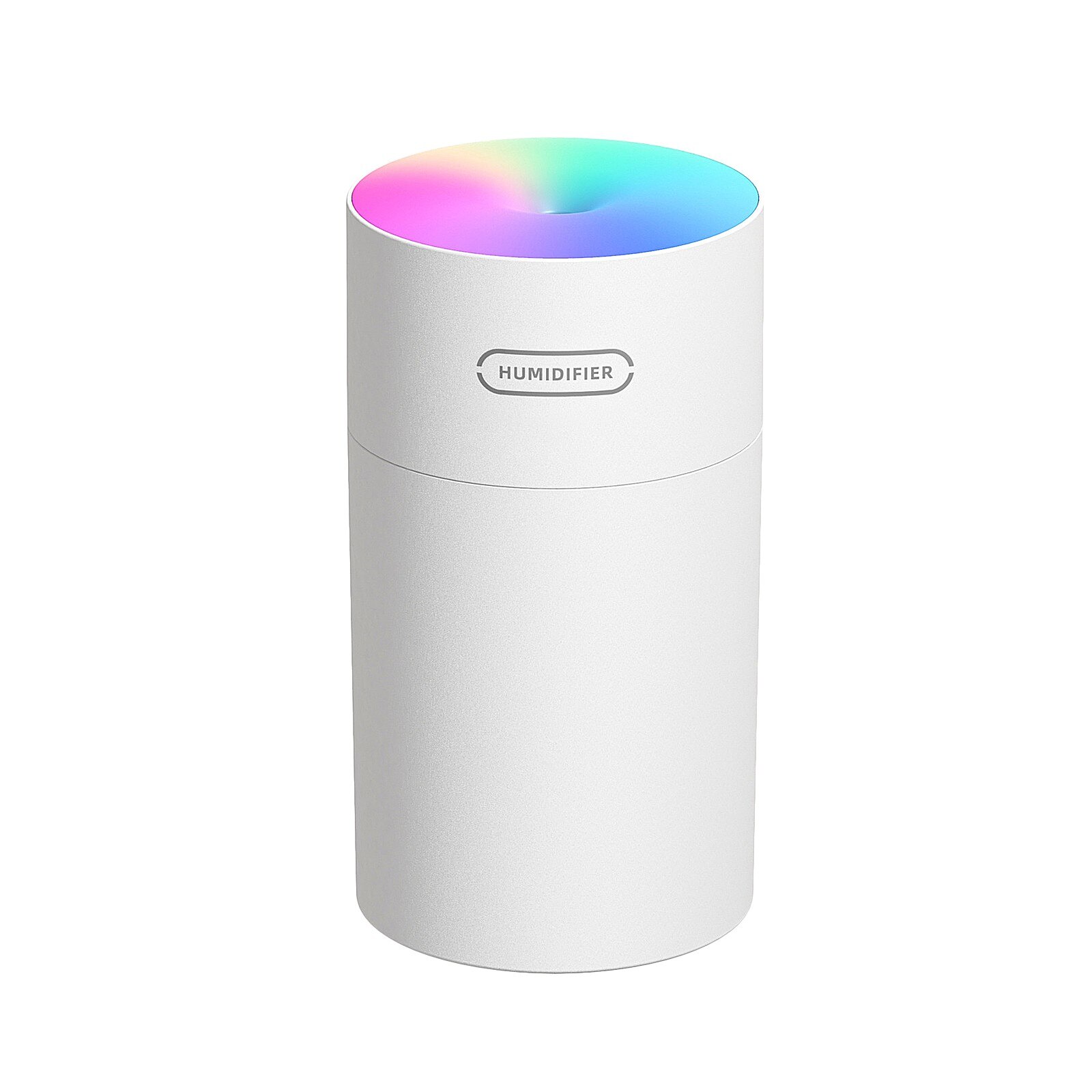 4# tragbare, zylindrische, geräuschlose Mini-luftbefeuchter mit bunten lichtern, ultraschall-Aroma-diffusor für ätherische öle: Weiß 