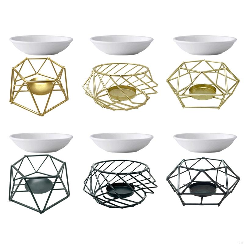 E74E Noordse geometrische kaarsenhouder Smeedijzeren kandelaar met wierookgerecht voor thuisbasis Verjaardagsfeestje Desktop