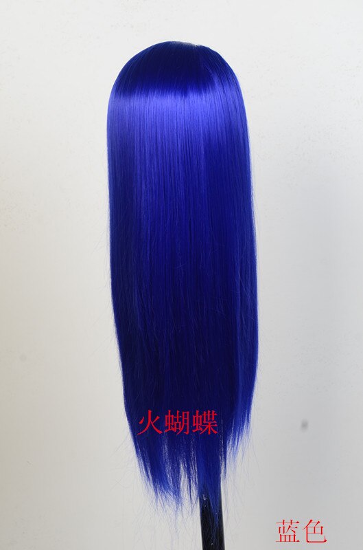 20" Blue Hair Mannequin Head For Wigs With Stand Female Wig Hairdress Doll Cosmetology Training Hairdressers Hair Model
