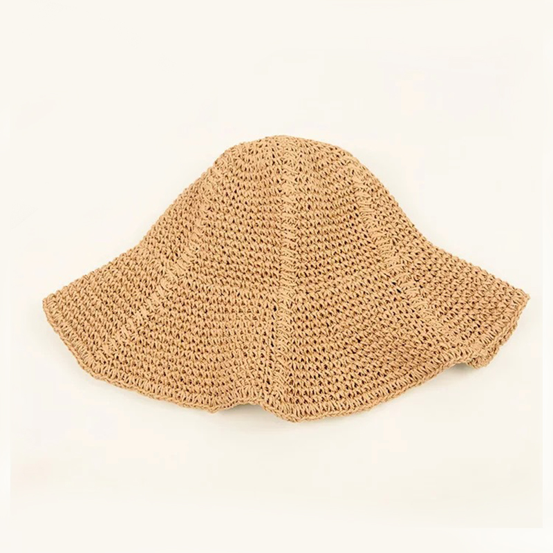 Sommerhat damer strandsolhat åndbar bøttehætte damer afslappet halm solsejl håndlavet hæklet foldbar stråhat feminino: 1